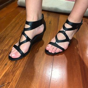 Black Wedge sandal heels size 9